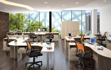 Комплект офисной мебели SIMPLE с эргономичными столами и тумбами в Магадане - предосмотр 3